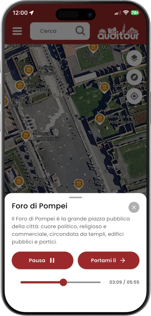 App Audioguida Pompei — Schermata 1